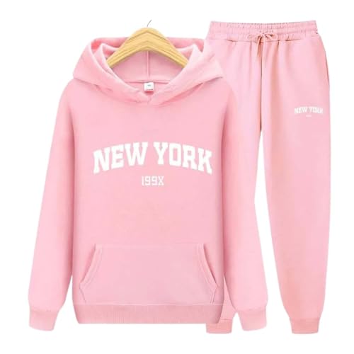 Unisex Womens Two Piece Lounge Sets New York Graphic Oversized Fashion Pullover Hoodies Casual Sweatpants2