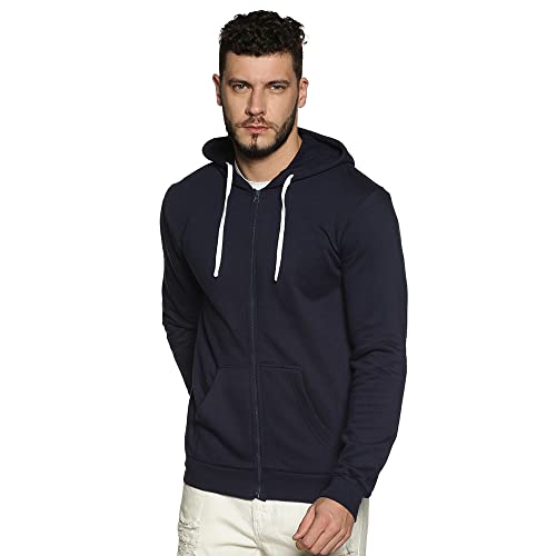Image of CAHOOT Men's Zip-Front Hoodie with Contrast Drawstring for Casual Wear | Long Sleeve | Hooded Neck | Zipper Closure | Cotton Sweatshirt Crafted with Comfort Fit for Everyday Wear