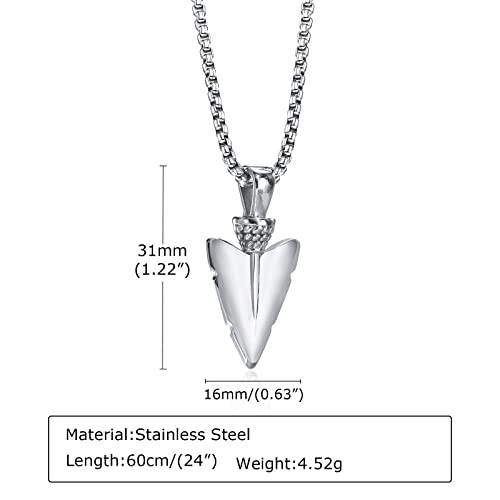 MPRAINBOW Spearpoint Arrowhead Necklaces for Men, Stainless Steel Necklace Pendant Jewelry,Christmas Birthday Gifts for Him Boyfriend2