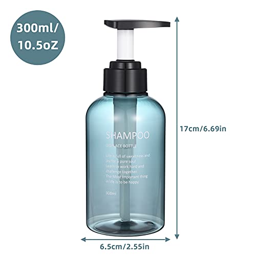 Shower Shampoo Refillable Dispenser Bottles-10Oz/300Ml Empty Reusable Shampoo And Conditioner Body Wash Bottles With Press Pump-Plastic Lotion Bottle Containers Set For Hotel Guest Room,Blue #TOP1