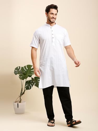 Image of Rajubhai Hargovindas Green Khadi Half Sleeve Kurta