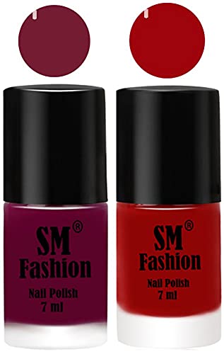 Image of Long Lasting Nail Polish | Nail Paint Combo 7 ml Each) - Set of 2 Mulberry-Light Red