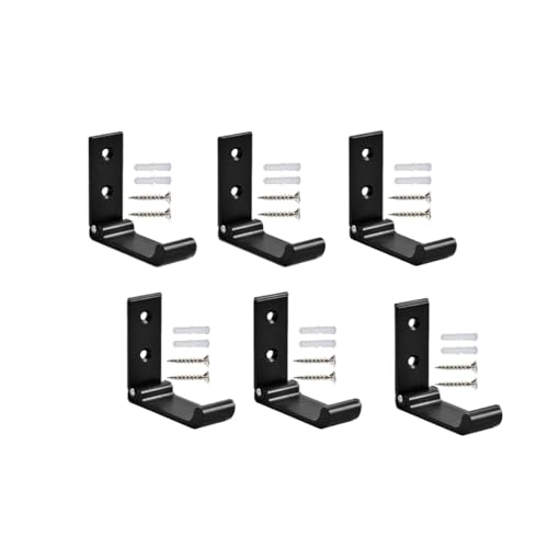 Ganchos Plegables for Abrigos de 4 a 20 Piezas, Estante de Ropa de Montaje en Pared de Aluminio Resistente, Gancho Invisible for Colgar Toallas en Armario sin óxido con Tornillos(Black 6pcs)