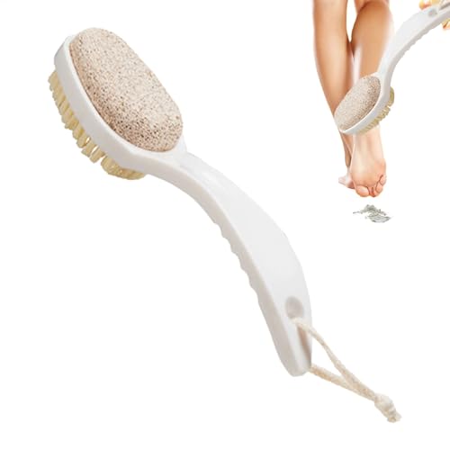 2 In 1 足用軽石、軽石シャワーブラシ,フットケア軽石ブラシ, 2 In 1 多機能フットケアツール - 優しいフットケアツール、かかと削りブラシ, 軽石とブラシ, 滑り止めフットスクラバー、男性と女性の足用の滑り止め軽石、
