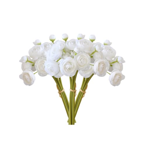 DODXIAOBEUL Lot de 18 mini renoncules artificielles en soie de 28 cm pour décoration de table,...