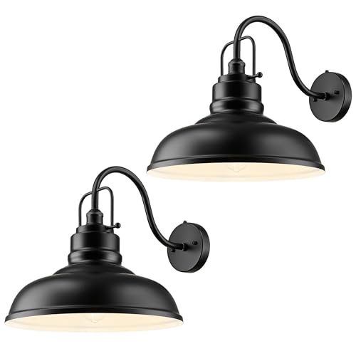 Image of zeyu 2 Pack Dusk to Dawn Outdoor Wall Sconce, Barn Light Fixtures for Front Porch, Exterior Wall Mount Light in Matte Black Finish, 016-1BL-PC-2 BK