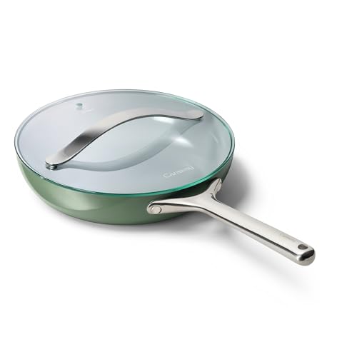 Image of Caraway Nonstick Ceramic Frying Pan With Glass Lid (2.7 qt, 10.5 inch) - Non Toxic, PTFE & PFOA Free - Oven Safe & Compatible with All Stovetops (Gas, Electric & Induction) - Sage