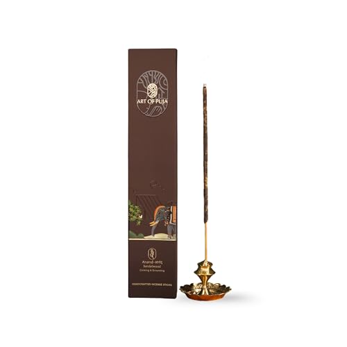Image of Sandalwood Handcrafted Incense - 30 Agarbatti Stick | 1 Hr Burning Time, 2+ Hr Fragrance Retention | Rich Chandan Aroma | Free Agarbatti Holder | Incense Sticks for Home