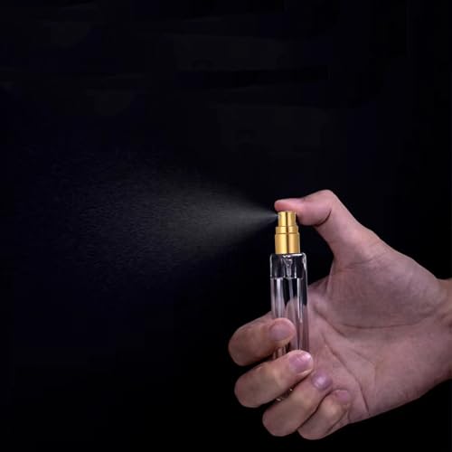 8PCS 10ml Perfume Spray Bottle, Mini Portable Travel Glass Square Spray Bottle, Small Fine Mist Sprayer, Refillable Atomizer, Sample Spray Bottle (Gold, 10ml)3