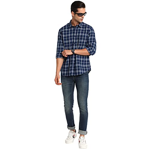 Image of Indian Terrain Checks Cotton Slim Fit Mens Shirt