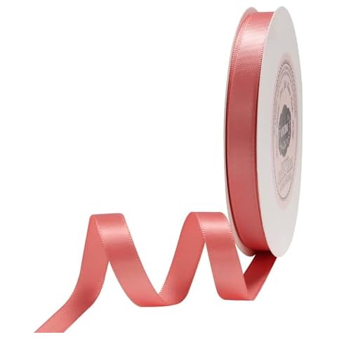 VATIN 3/8 inch Wide Coral Single Faced Polyester Satin Ribbon - 6 Yards Spool, Perfect for Wedding Decor, Wreath, Baby Shower,Gift Package Wrapping and Other Projects Cover