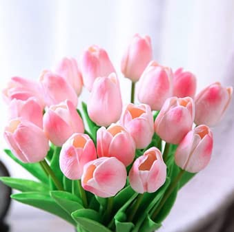 24 Tulipes Artificielles Zaphyron 33.5cm - Latex Réaliste Extérieur