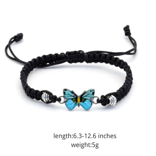 Image of COLORFUL BLING Butterfly Charm Bracelets Adjustable Hand Woven String Bracelets BFF Gift for Women