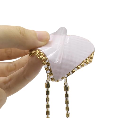 Image of ZGMYC Sparkly Rhinestones Metal Chain Nipple Cover with Tassel, Reusable Adhesive Pasties Sexy Bra Body Chain