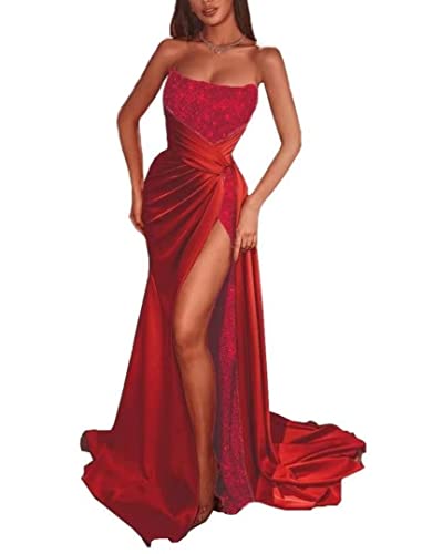 Robe de soirée en satin paillettes grande taille 50 plus sublimant les formes