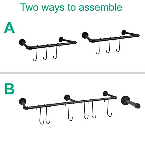 Closet Rods For Hanging Clothes, Ecoyomi 72 Inch Clothing Racks Wall Mount,Industrial Pipe Clothing Rack, Garment Rack Clothes Hanging Rod Bar, Heavy-Duty Garment Bar For Closet Laundry Room Storage #TOP1