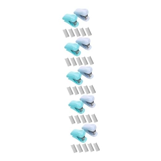 COHEALI 10 Conjuntos grampos com grampos grampeador de mesa resistente terno para crianças os sócios material de escritório grampeador pequeno grampeador infantil ferro forjado