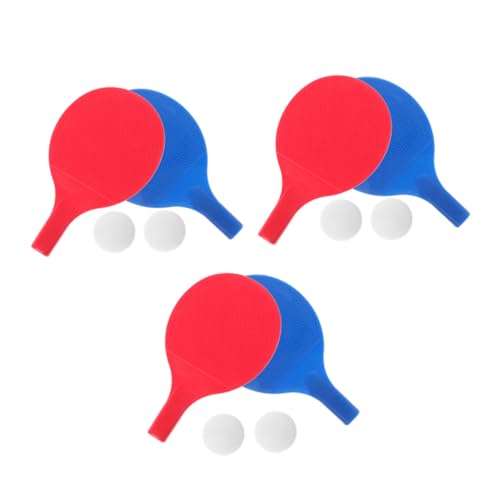 LOORGVEL 3セット 用軽量プラスチック製卓球入り 滑り止めラケット ボール付き 屋内外対応で初心者にもな練習用テーブルテニス用品