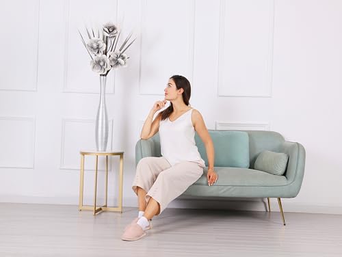 Image of Leewadee Decorative Tall Floor Vase for Living Room Decor, 26 inches, Silver, Resin