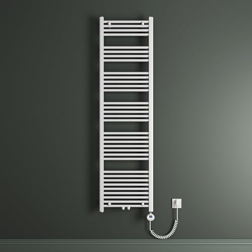 Mai & Mai Radiatore Piatto 180x60cm con Elemento Riscaldante 1000W, Radiatore Scaldasalviette Termoarredo da Bagno Riscaldamento Elettrico o da Acqua Calda RHE in Acciaio, Bianco