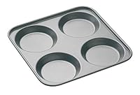 MasterClass 4 Hole Yorkshire Pudding Tray with PFOA Non Stick, Robust 1 mm Carbon Steel, 24 cm