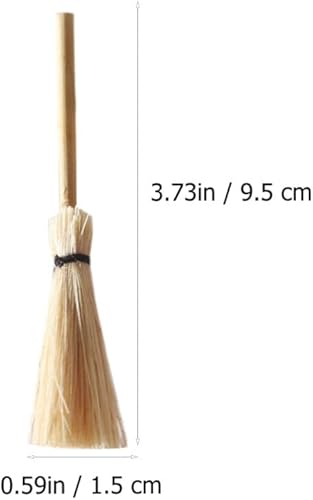 Miniatura 2 de 10 piezas de mini escoba de paja decoración de artesanía de bruja en miniatura decoración de escoba de bruja decoración casa de muñecas mini