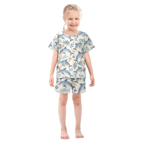 ALAZA Dolphin Coral Reef Fish Pajamas Short Sleeve 2 Piece Sleepwear Top and Bottom Pajama Set Unisex3