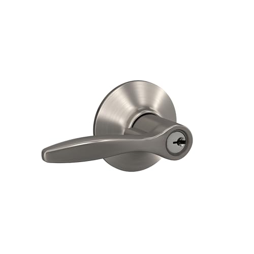 Image of Schlage F51A DEL 619 Delfayo Door Lever with Standard Trim, Keyed Entry Lock, Satin Nickel