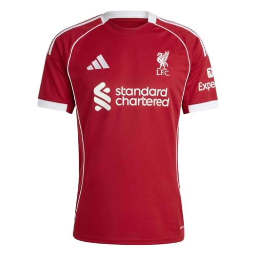 adidas Liverpool FC 25/26 Men's Home Jersey (US, Alpha, Medium, Regular, Regular, Strawberry Red)