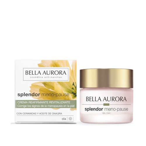 Bella Aurora Splendor Menopause Día | Crema reafirmante revitalizante para pieles con signos de menopausia | Con ceramidas, onagra, trébol rojo y tomillo | 50 ml