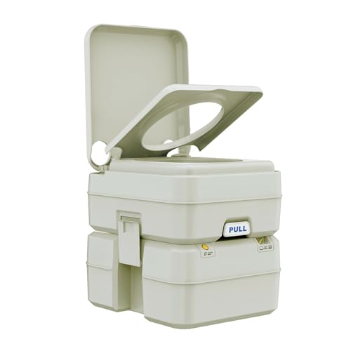 WorldChoice 5.3 Gal Camping Toilet-Detachable Portable Toilet with Level Indicator/Sealed
