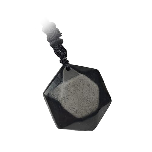 Shungite Crystal jewelry with rope natural hexagon black shungite crystal pendants