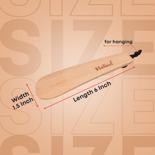 Image of Helios Bamboo Shoe Horn | Long Handle Shoe Horn for Easy Wearing | Wooden Shoe Helper Stick | Shoe Wearing Aid for Men & Women | Durable Comfort Grip (Small /Medium /Large)