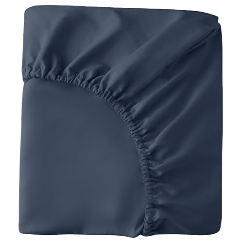 Image of HBHLFZ Crib Sheets for Boys, Girls, 28x52 Inch Fitted Crib Sheet - 8 Inch Deep Pocketed Fixed Sheet - Soft and Comfortable Microfibre - Fits Standard cot and Toddler mattresses, Dark Blue