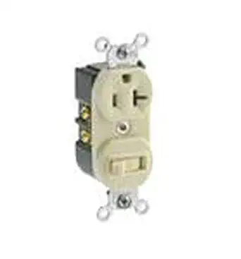 Leviton 20 Amp, 120 Volt, Duplex Style Combination Single Pole Switch/Receptacle, Grounding, 5335-I, Ivory