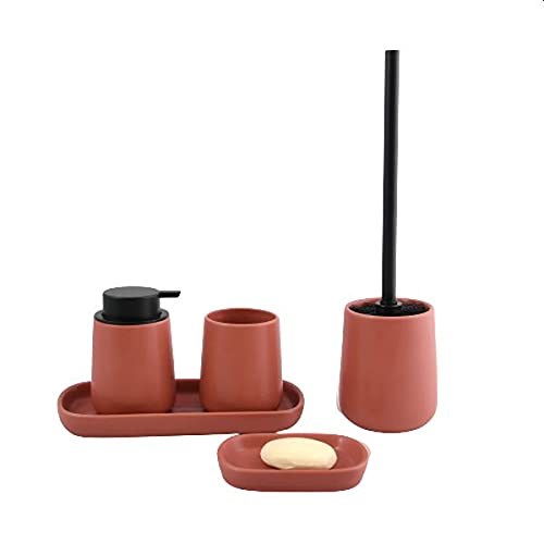 MSV Maonie Toilet Brush Toilet Brush Set Ceramic Matt Terracotta Red, Terracotta Mat, 9x39cm - Image 2