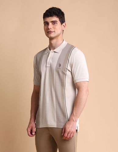 Image of U.S. Polo ASSN. Solid Slim Fit Polo T Shirts for Men - 100% Cotton, Half Sleeves Mens Tshirt