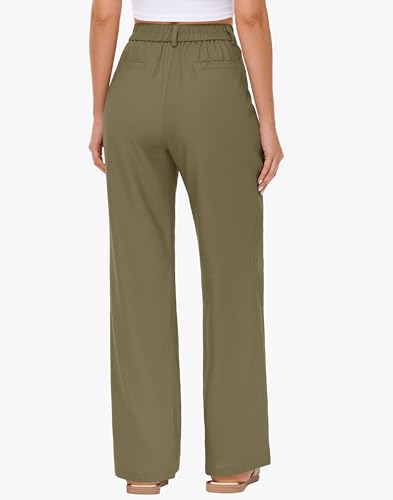 Women's Wide Leg Linen Pants - 29" 31" Dress Work Office Pants Casual Slacks Business Summer Pants with Pockets2