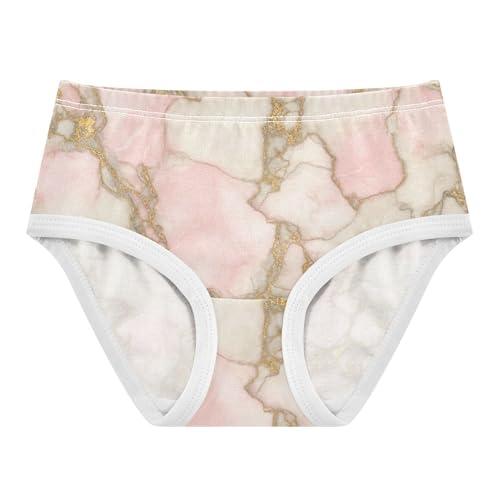 Girls Underwear Toddler 2t Cotton Panties Little Girl Colorful Briefs Undies Kids Pink White Marble Golden Veins - Main Image