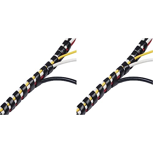 D-Line Cable Tidy Spiral Wrap, CTW2.5B, Cable Management Solution to Organise Cables - 2.5 Meter Length, Black (Pack of 2)