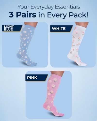 Image of Pembrook 3 Pairs Plus Size Compression Socks Wide Calf - Bamboo Viscose Compression Socks for Women Wide Calf