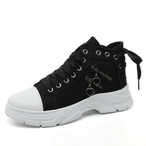 Ulalaza Women's Fashion Sneakers White Shoes Comfortable Breathable Casual Platform Sneakers Low Top Lace Up Footwer for Walking Running Wedding