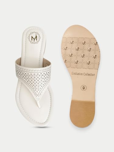 Image of MYRA Women's Comfortable Flat Chappal | Laser-cut Party Style Women Flat Chappal - MS1548C