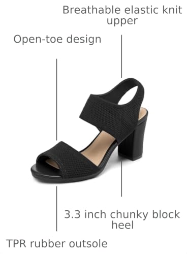 Image of mysoft Women's Chunky Block High Heels Slingback Open Toe Heeled Sandals
