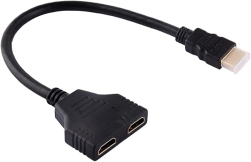 Image of NEXSA 1 in 2 Out HDMI Splitter Cable Dual Screen Mirror Adapter | Splits one HDMI source to mirror same content on two screens. Supports 1080p Full HD with no external power