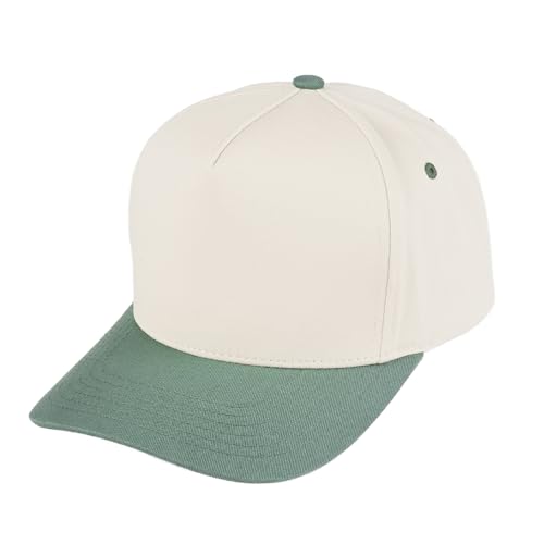 C.C® Beige Two Tone Canvas/Corduroy Snapback Trucker Hat for Unisex (US, Alpha, One Size, SAGE)