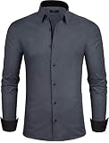 pull & bear denim shirt  Grin&Bear Camisa Hombre con Contrastes, Gris Oscuro, Regular, M, SH335