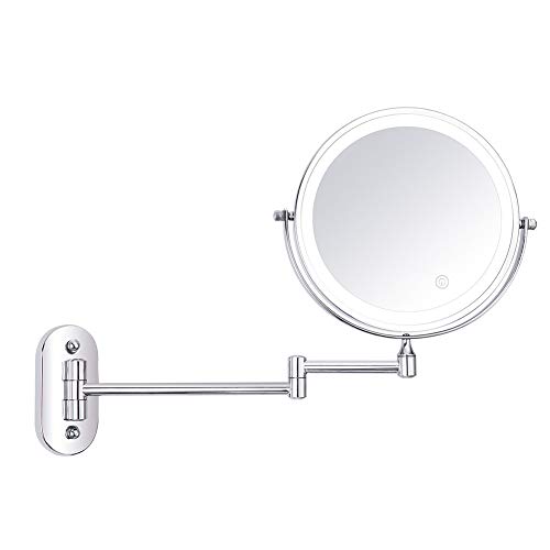 Doppelseitiger Kosmetikspiegel zur Wandmontage 360° Drehbarer mit LED Beleuchtung und 3X 5X 7X 10x FachVergrößerungsspiegel Badezimmer Klappbarer