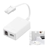 coalwop BT to ADSL RJ11 Microfilter Splitter - BT Plug Male to 2 Female Telephone White Socket Splitter Cable, DSL Signal Stabilizer for UK Landline Telephone FAX Modem Sky and Alarm Systems