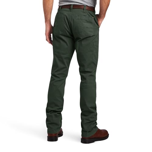 Ariat Male Rebar M4 Low Rise DuraStretch Made Tough Double Front Stackable Straight Leg Pant Deep Forest 40W x 34L
